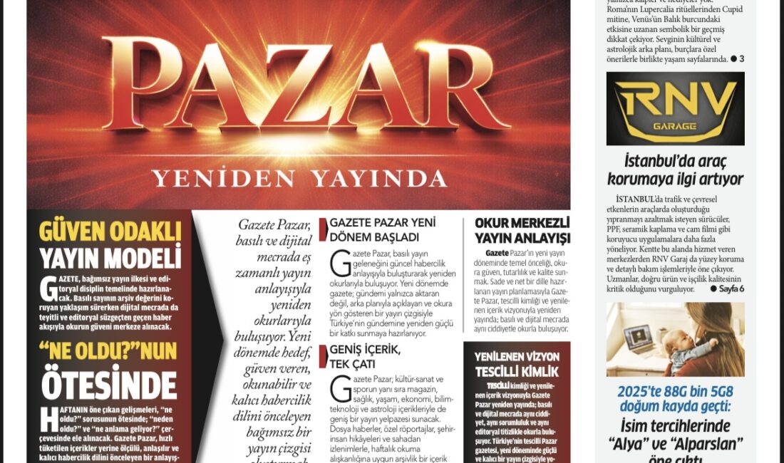Türkiye’nin tescilli Pazar gazetesi Gazete Pazar, 15 Şubat 2026 itibarıyla