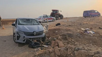Mardin’in Nusaybin ilçesinde sulama kanalına devrilen otomobilde 4 çocuk olay